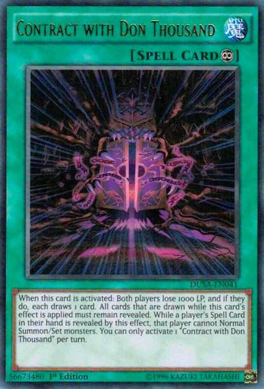 Contract with Don Thousand DUSA-EN041 card from Duelist Saga