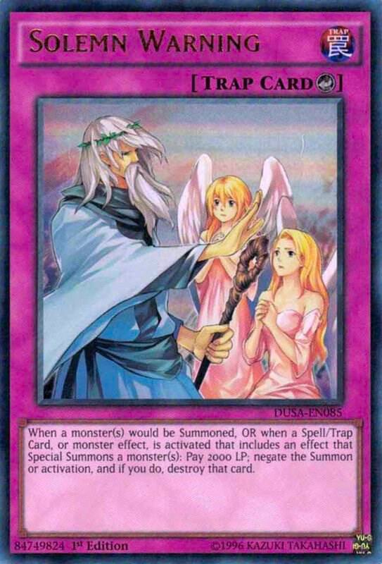 Solemn Warning DUSA-EN085 card from Duelist Saga