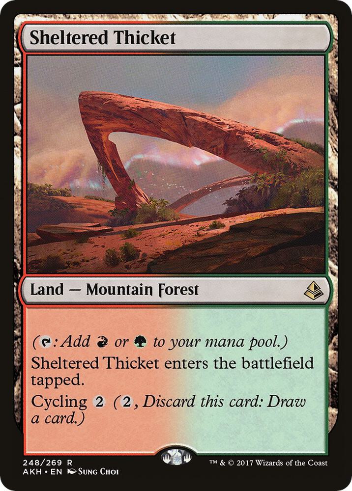 Sheltered Thicket 248 card from Amonkhet