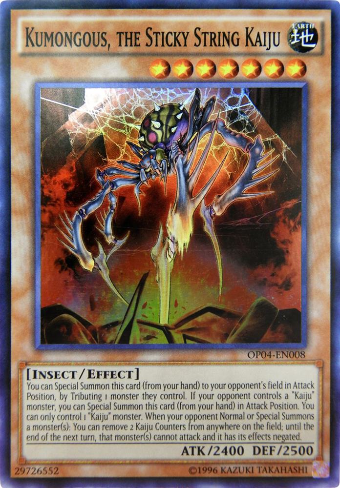 Kumongous, the Sticky String Kaiju OP04-EN008 card from OTS Tournament Pack 4