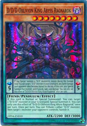 D/D/D Oblivion King Abyss Ragnarok OP04-EN010 card from OTS Tournament Pack 4