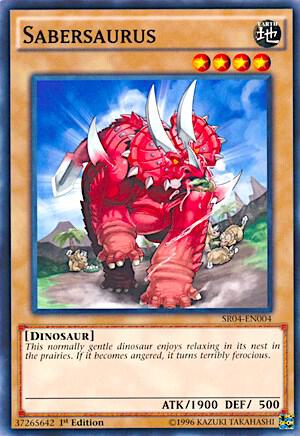 Sabersaurus SR04-EN004 card from Structure Deck: Dinosmasher's Fury