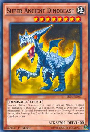 Super-Ancient Dinobeast SR04-EN007 card from Structure Deck: Dinosmasher's Fury
