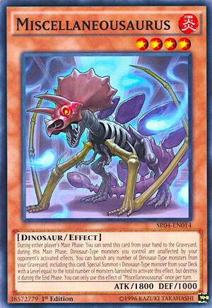 Miscellaneousaurus SR04-EN014 card from Structure Deck: Dinosmasher's Fury