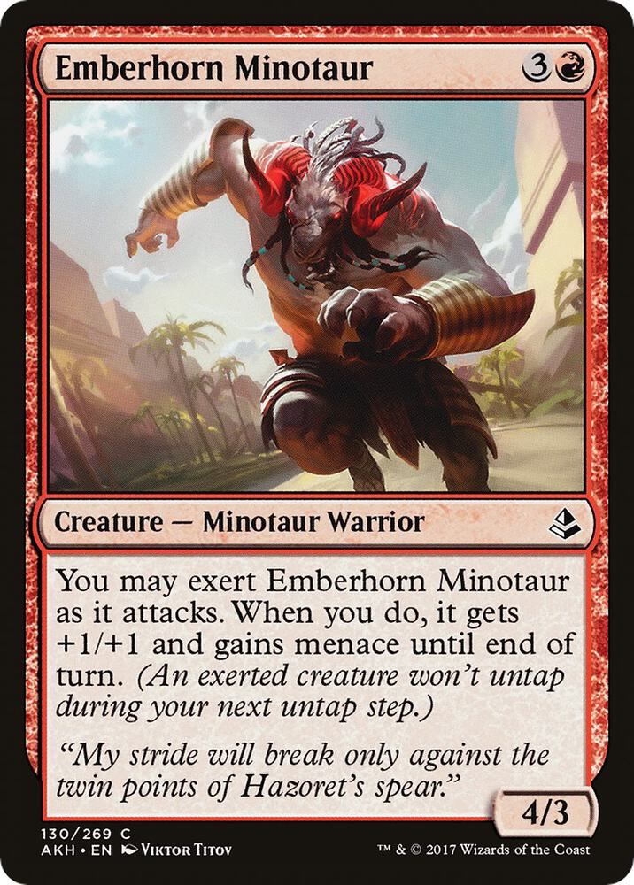 Emberhorn Minotaur 130 card from Amonkhet
