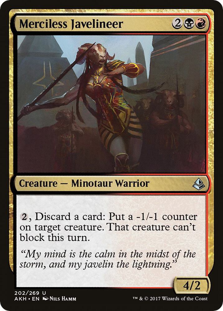 Merciless Javelineer 202 card from Amonkhet