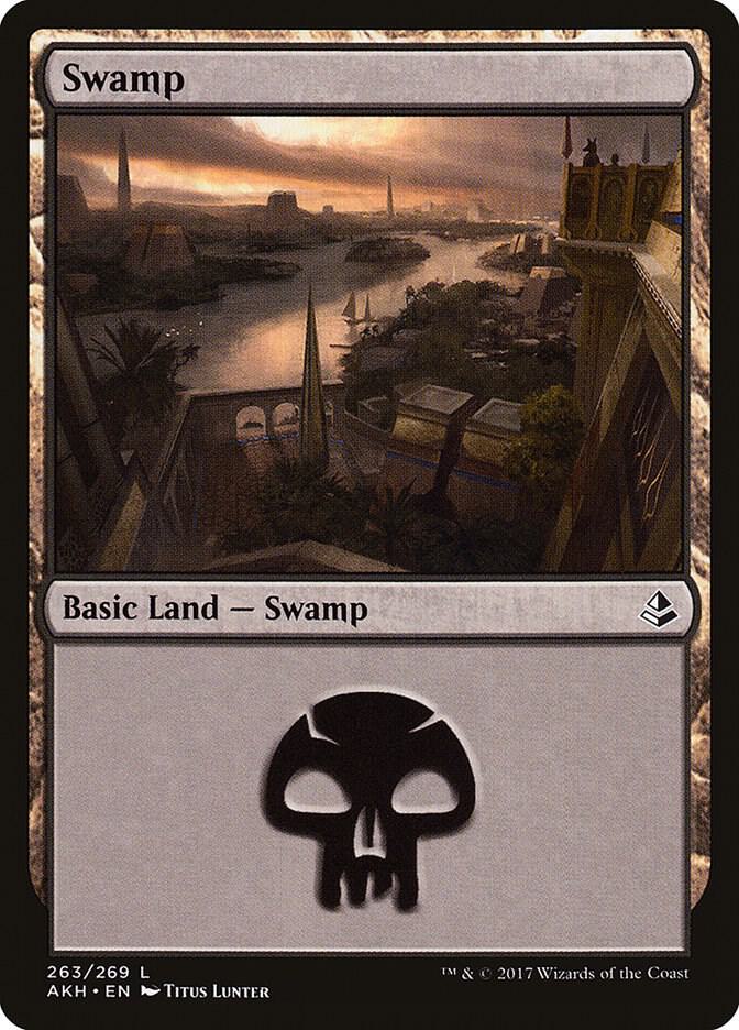 Swamp 263 card from Amonkhet