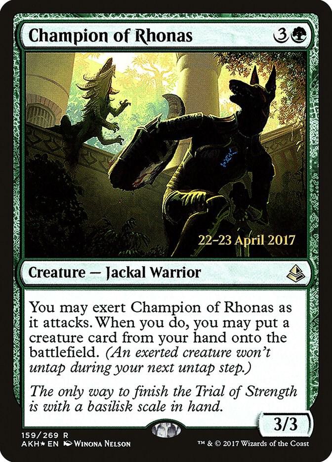 Champion of Rhonas 159 card from Prerelease Cards