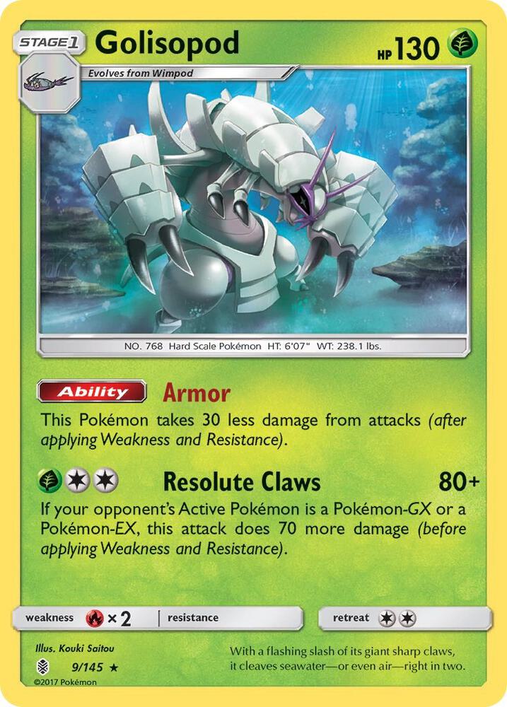 Golisopod 9/145 card from SM - Guardians Rising