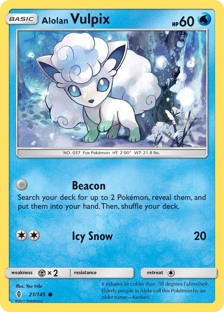 Alolan Vulpix 21/145 card from SM - Guardians Rising