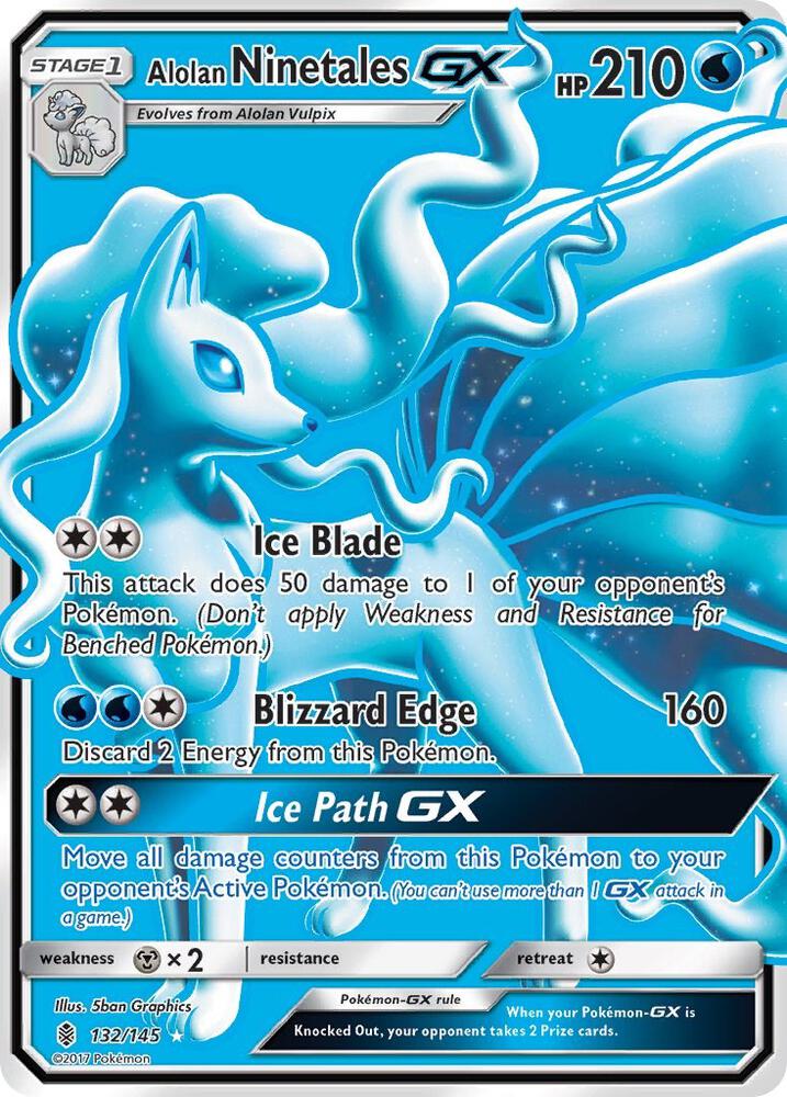 Alolan Ninetales GX (Full Art) 132/145 card from SM - Guardians Rising