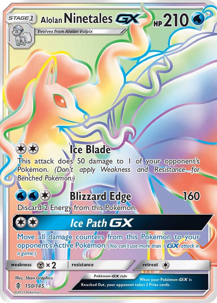Alolan Ninetales GX (Secret) 150/145 card from SM - Guardians Rising