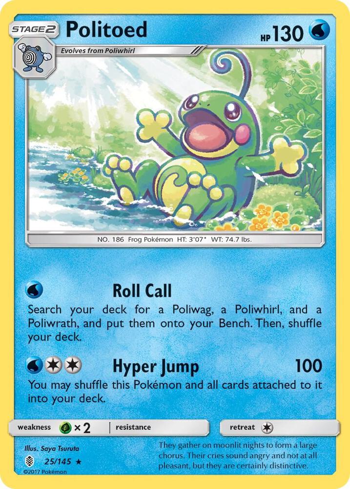 Politoed 25/145 card from SM - Guardians Rising