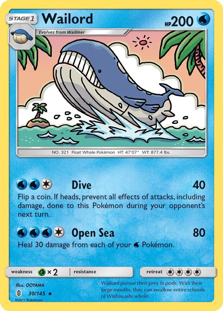 Wailord 30/145 card from SM - Guardians Rising