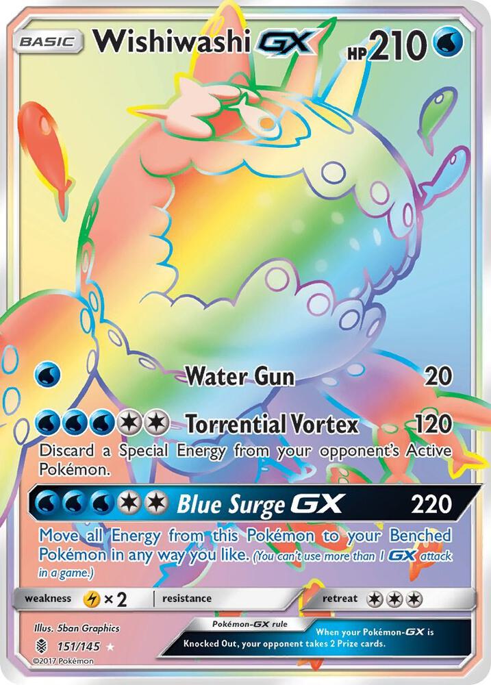 Wishiwashi GX (Secret) 151/145 card from SM - Guardians Rising