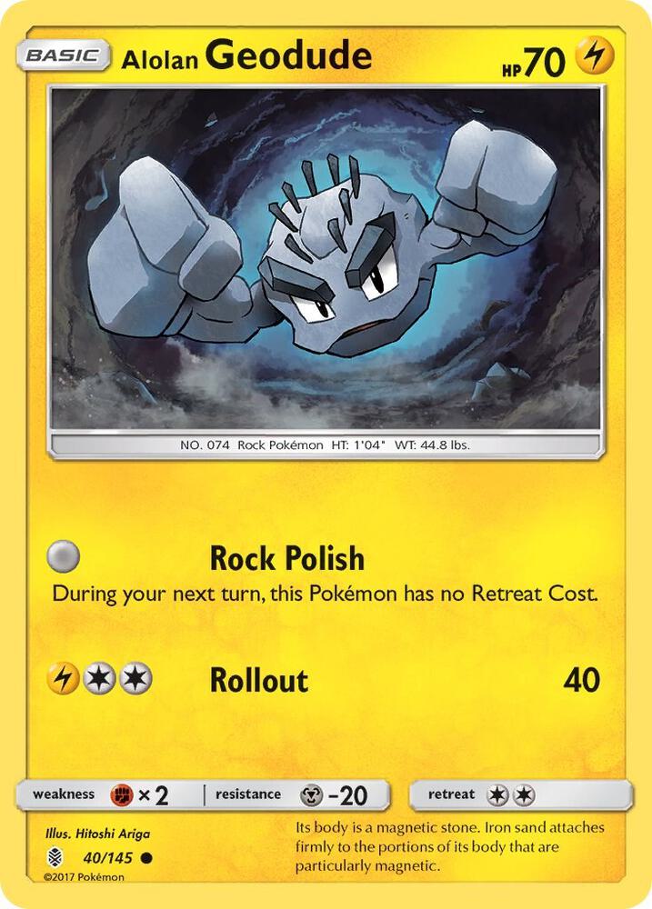 Alolan Geodude 40/145 card from SM - Guardians Rising