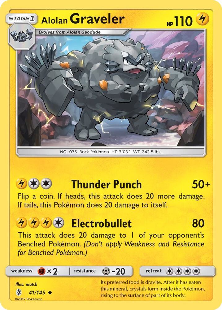 Alolan Graveler 41/145 card from SM - Guardians Rising