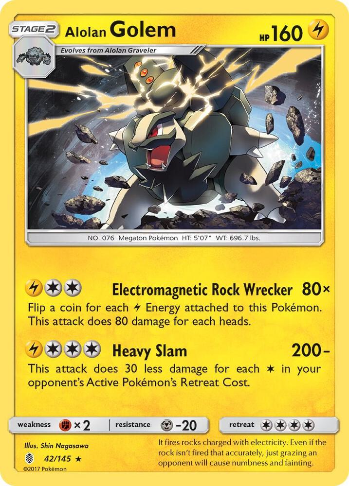 Alolan Golem 42/145 card from SM - Guardians Rising