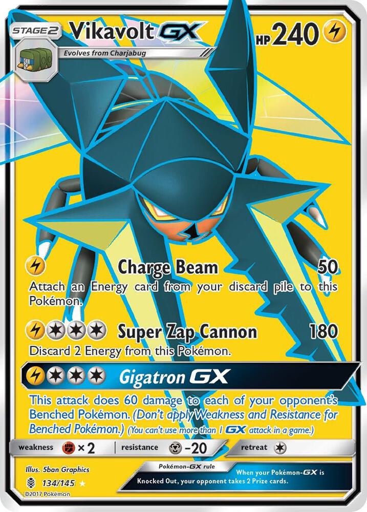 Vikavolt GX (Full Art) 134/145 card from SM - Guardians Rising