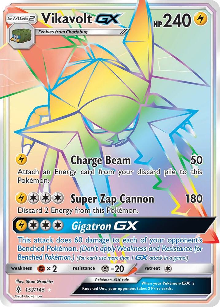 Vikavolt GX (Secret) 152/145 card from SM - Guardians Rising