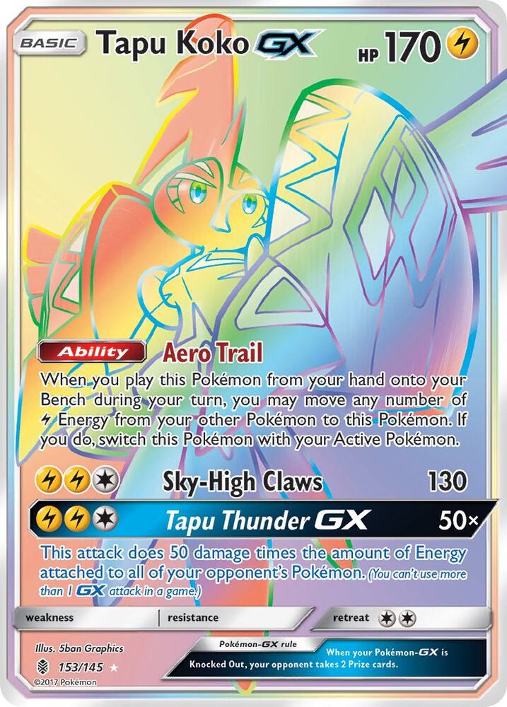 Tapu Koko GX (Secret) 153/145 card from SM - Guardians Rising