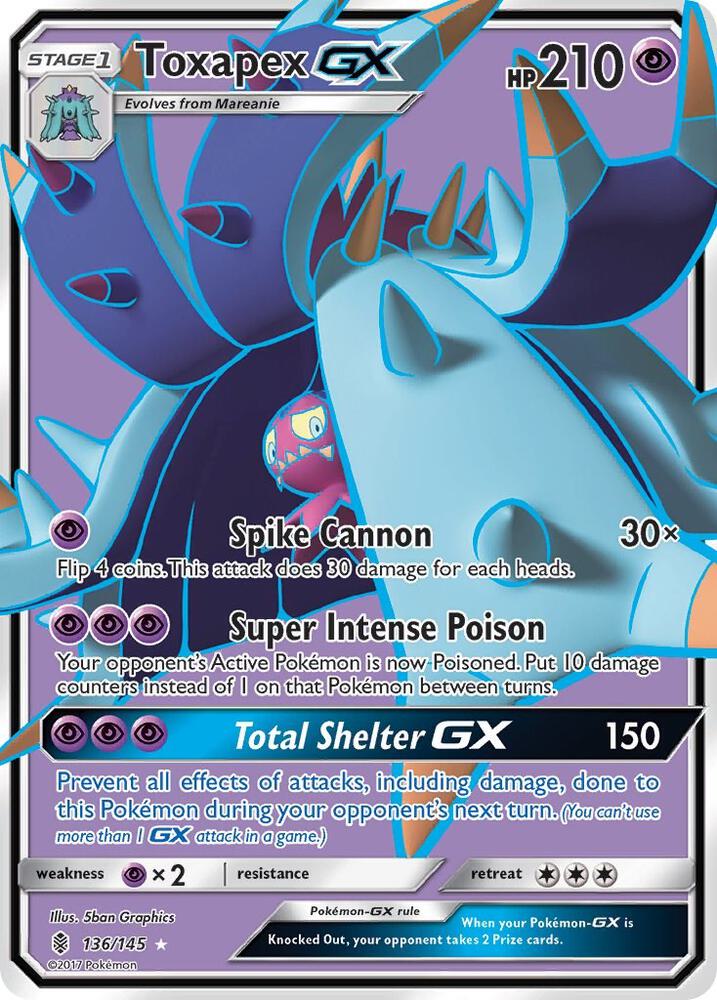 Toxapex GX (Full Art) 136/145 card from SM - Guardians Rising