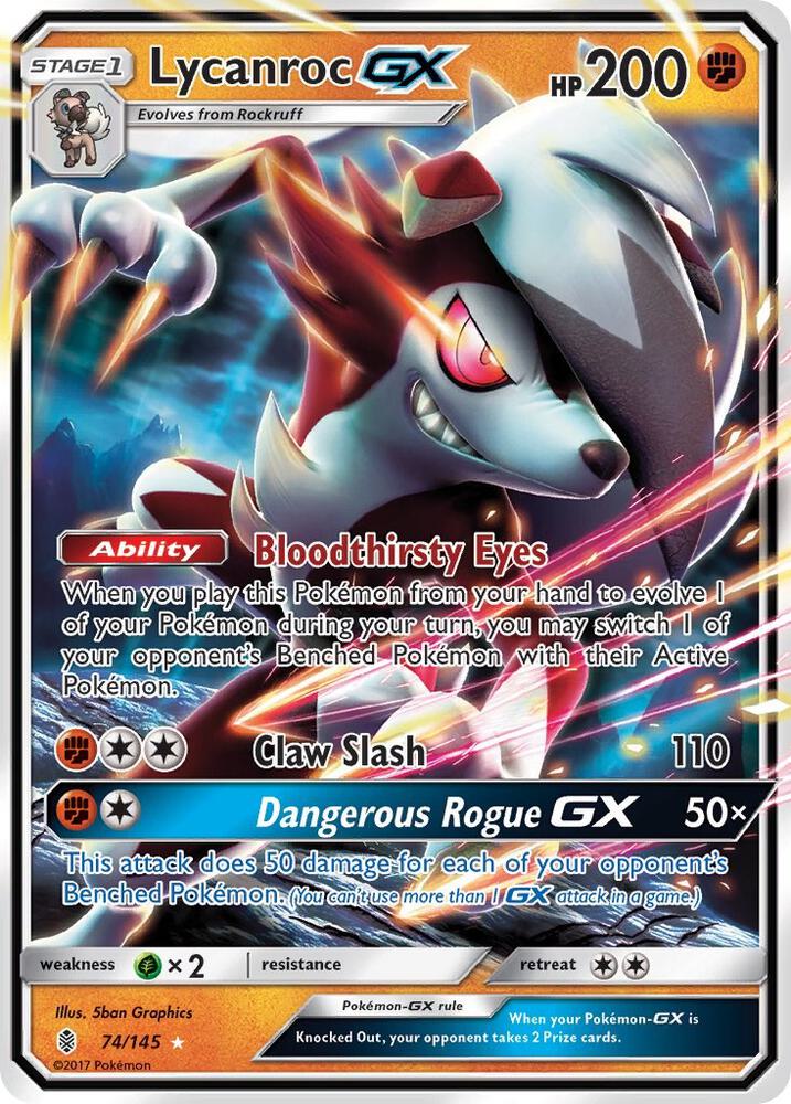 Lycanroc GX 74/145 card from SM - Guardians Rising