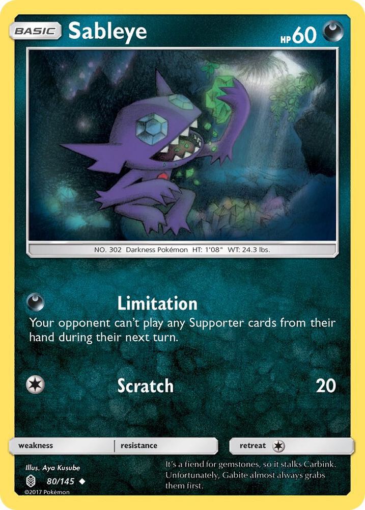 Sableye 80/145 card from SM - Guardians Rising