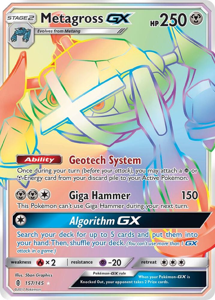 Metagross GX (Secret) 157/145 card from SM - Guardians Rising