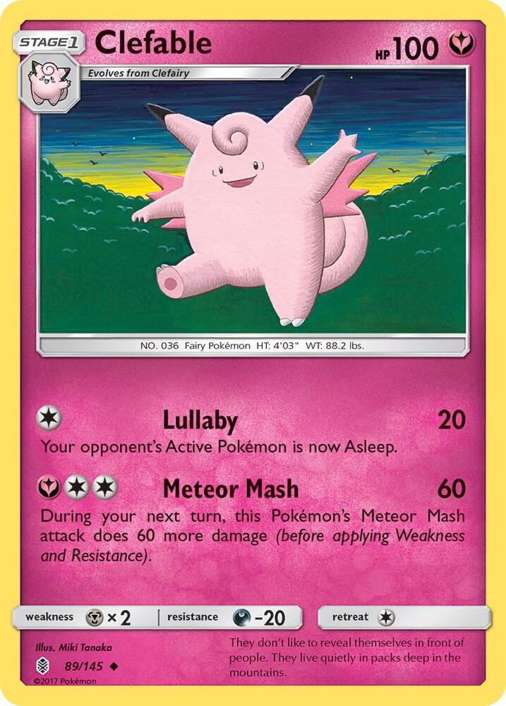 Clefable 89/145 card from SM - Guardians Rising