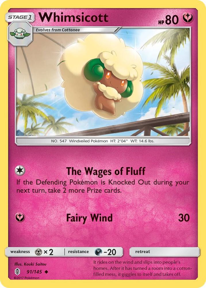 Whimsicott 91/145 card from SM - Guardians Rising