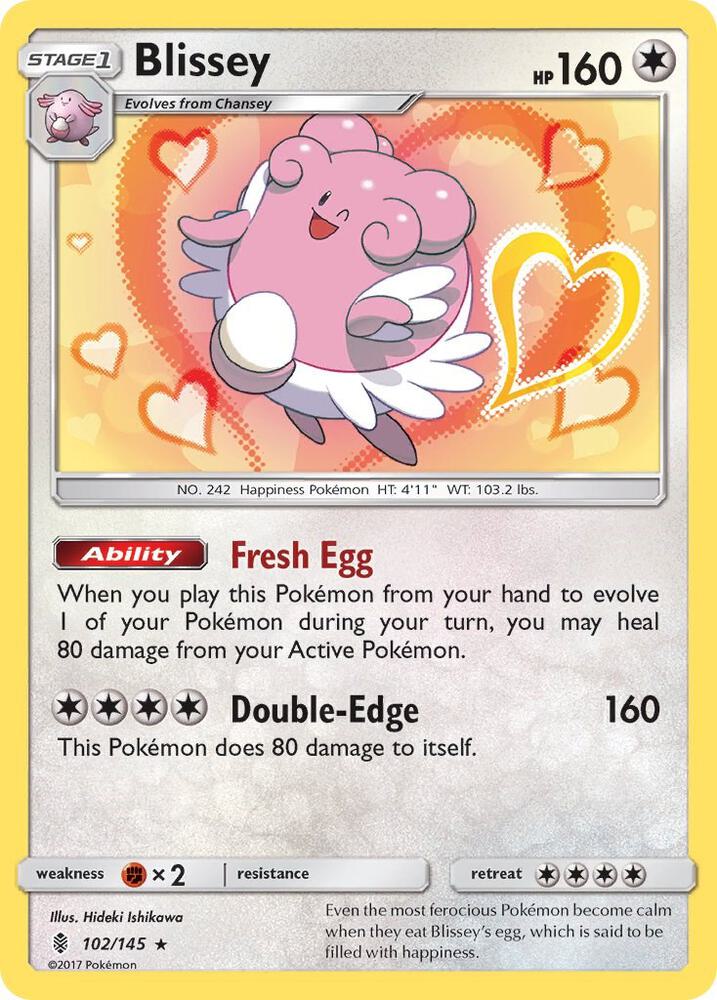 Blissey 102/145 card from SM - Guardians Rising