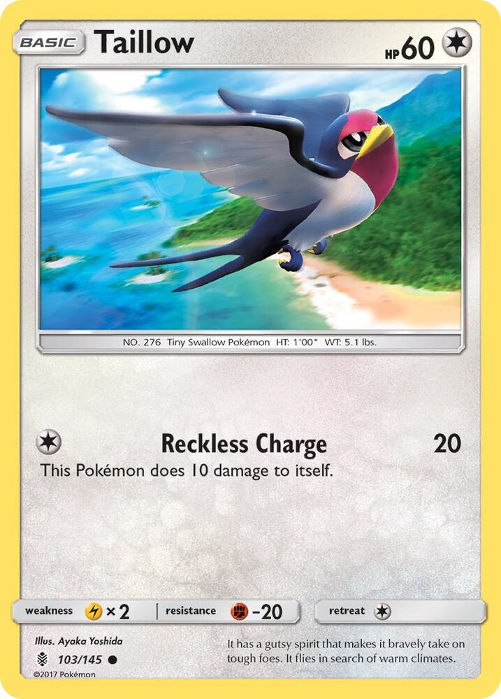 Taillow 103/145 card from SM - Guardians Rising