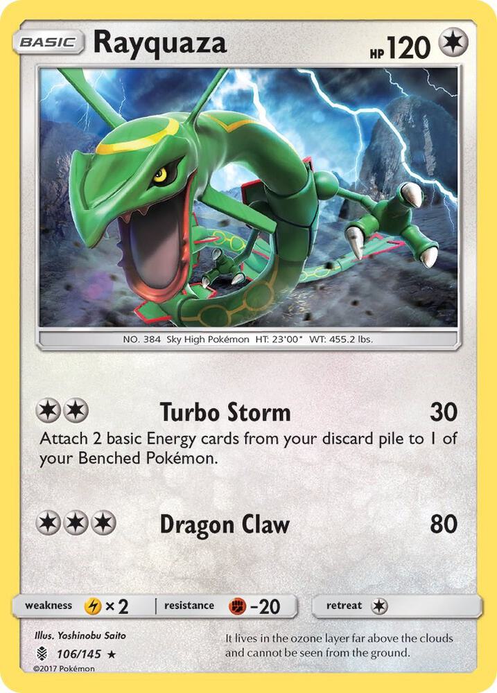Rayquaza 106/145 card from SM - Guardians Rising