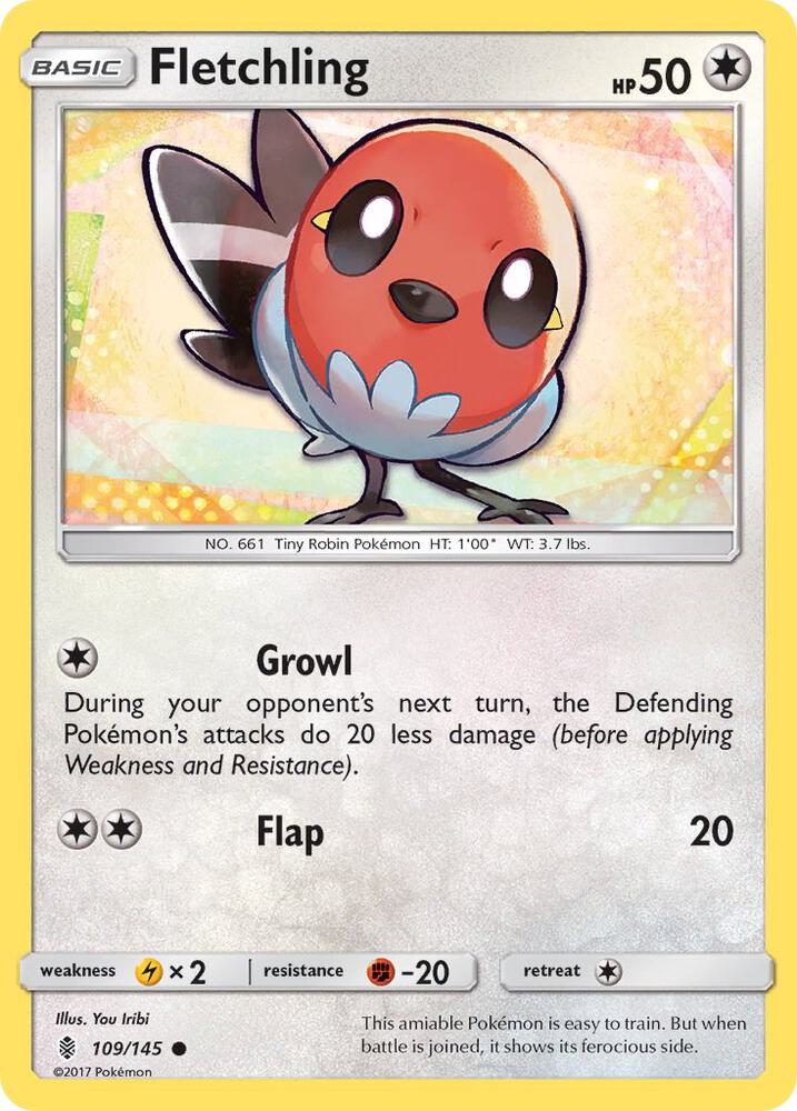 Fletchling 109/145 card from SM - Guardians Rising