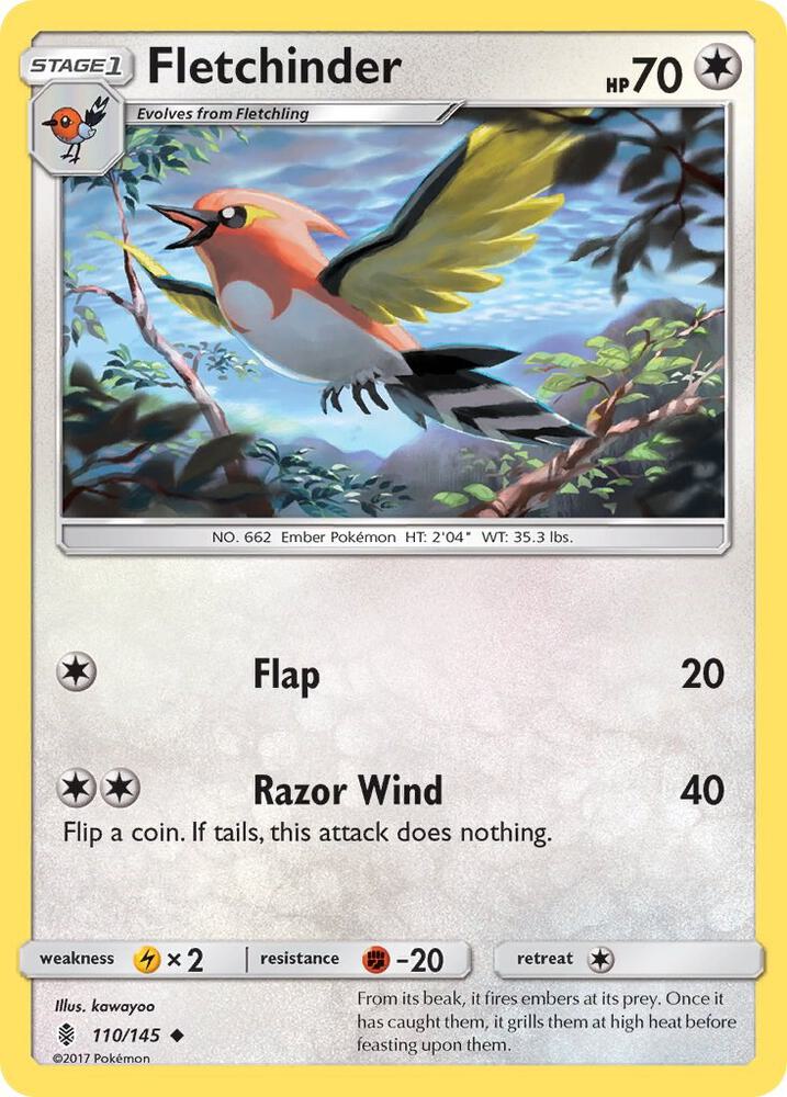 Fletchinder 110/145 card from SM - Guardians Rising