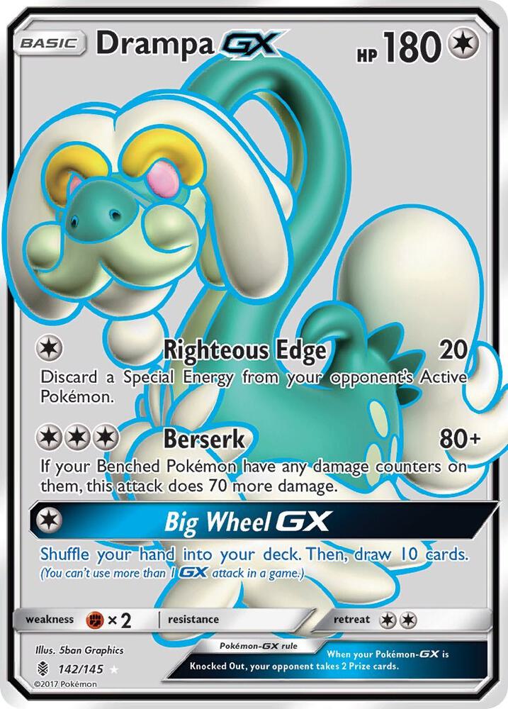 Drampa GX (Full Art) 142/145 card from SM - Guardians Rising