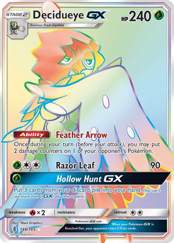 Decidueye GX (Secret) 146/145 card from SM - Guardians Rising