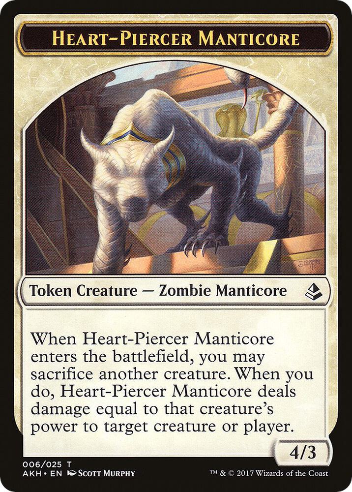 Heart-Piercer Manticore // Warrior Double-Sided Token 6 // 17 card from Amonkhet
