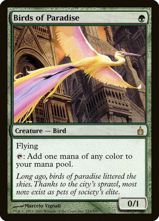 Birds of Paradise 153 card from Ravnica: City of Guilds