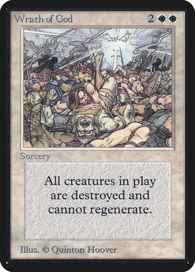 Wrath of God card from Alpha Edition