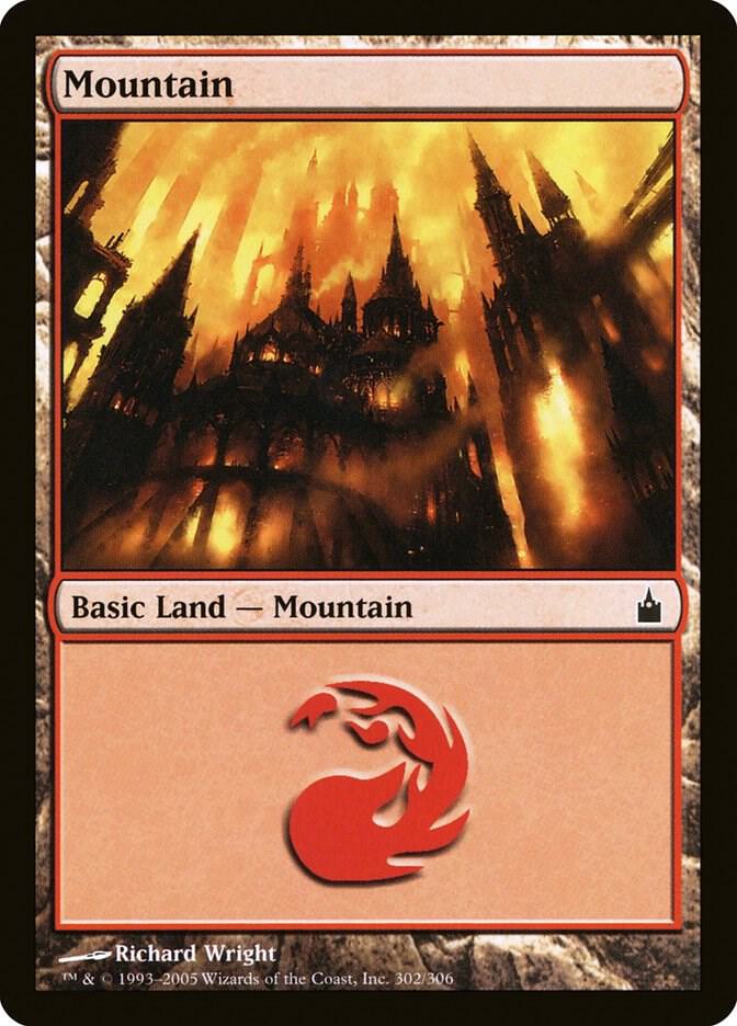 Mountain 302 card from Ravnica: City of Guilds