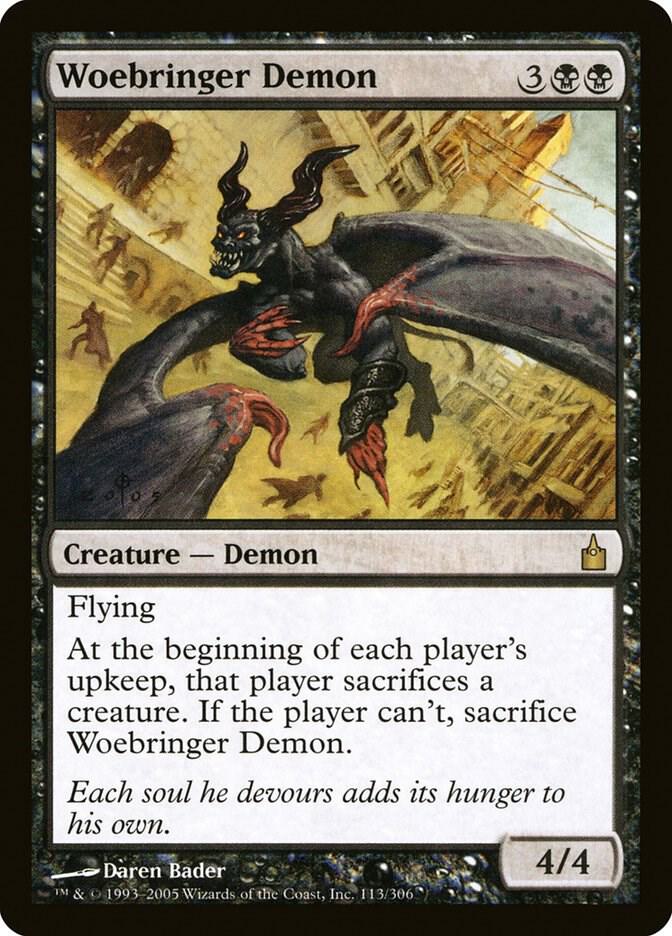 Woebringer Demon 113 card from Ravnica: City of Guilds