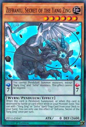 Zefraniu, Secret of the Yang Zing PEVO-EN047 card from Pendulum Evolution