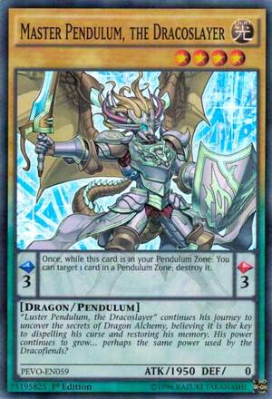 Master Pendulum, the Dracoslayer PEVO-EN059 card from Pendulum Evolution