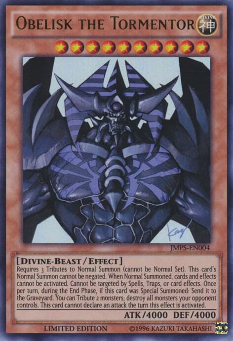 Obelisk the Tormentor JMPS-EN004 card from Shonen Jump Magazine Promos