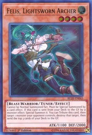 Felis, Lightsworn Archer BLLR-EN043 card from Battles of Legend: Light's Revenge