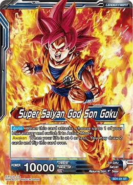 Super Saiyan God Son Goku // SSGSS Son Goku, The Soul Striker SD1-01 card from Galactic Battle