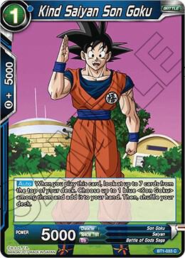 Kind Saiyan Son Goku BT1-033 card from Galactic Battle