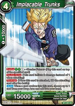 Implacable Trunks BT1-067 card from Galactic Battle